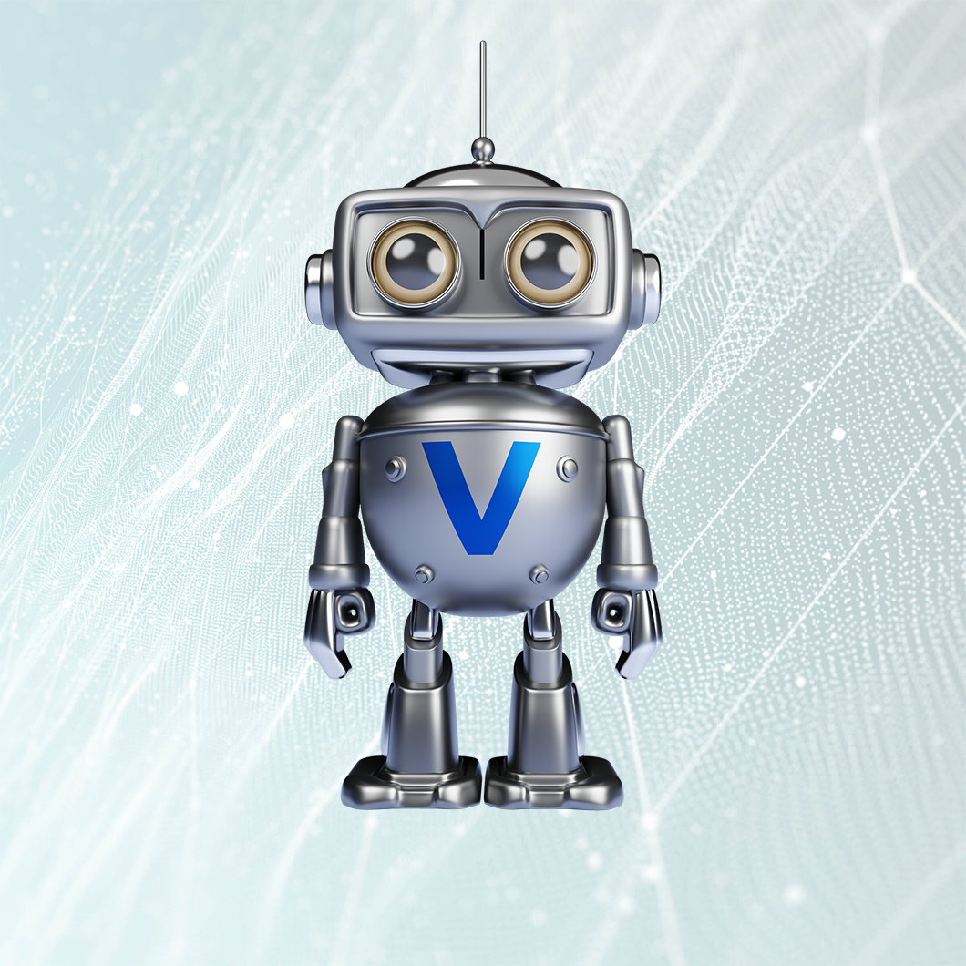 verint bot with light blue background